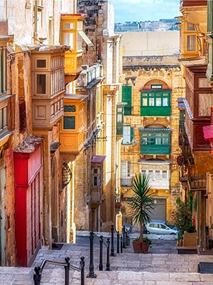 Valletta, hoofdstad Malta: straten