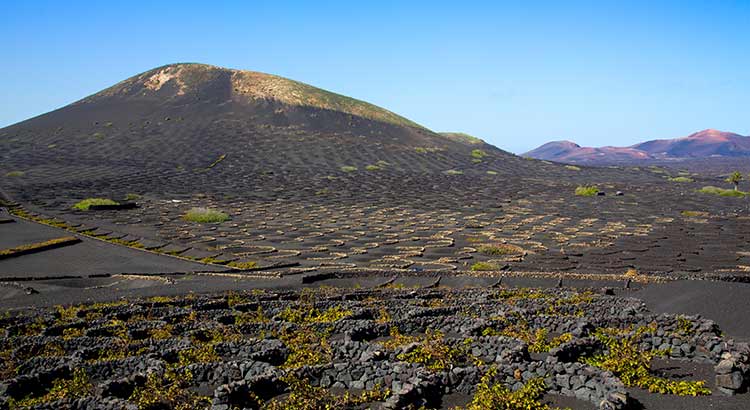 La Geria, een vulkanische wijngebied op Lanzarote
