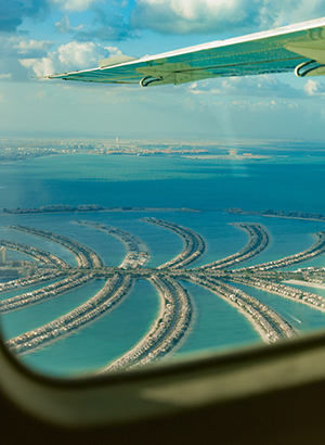 Dubai vanuit de lucht: watervliegtuig