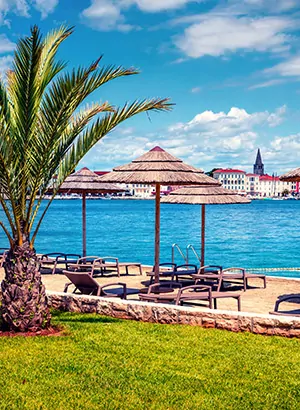 Strand in Porec, Kroatië