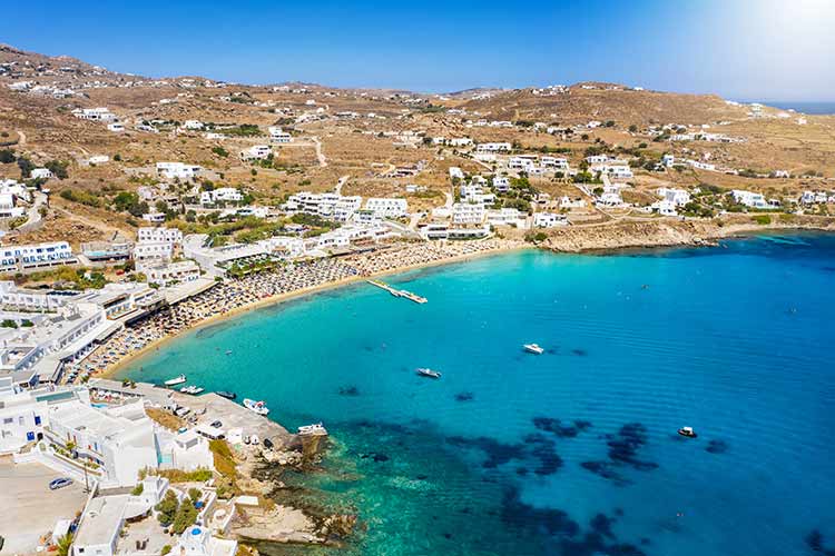 Mooiste stranden Mykonos: Platys Gialos