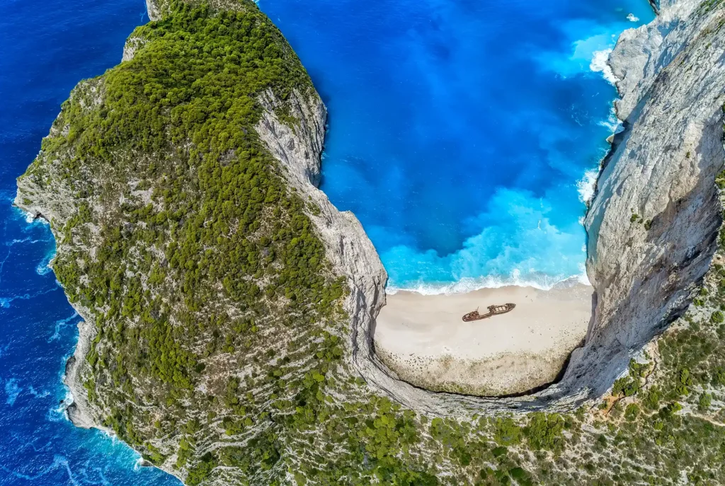 Scheepswrak Zakynthos Navagio Beach: uitzicht