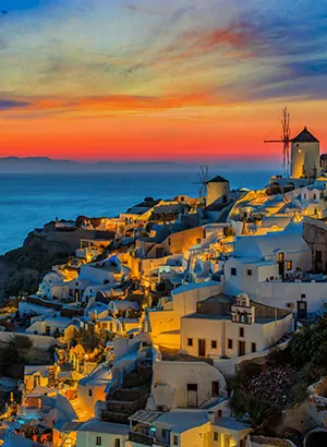 Doen in Griekenland: zonsondergang in Santorini