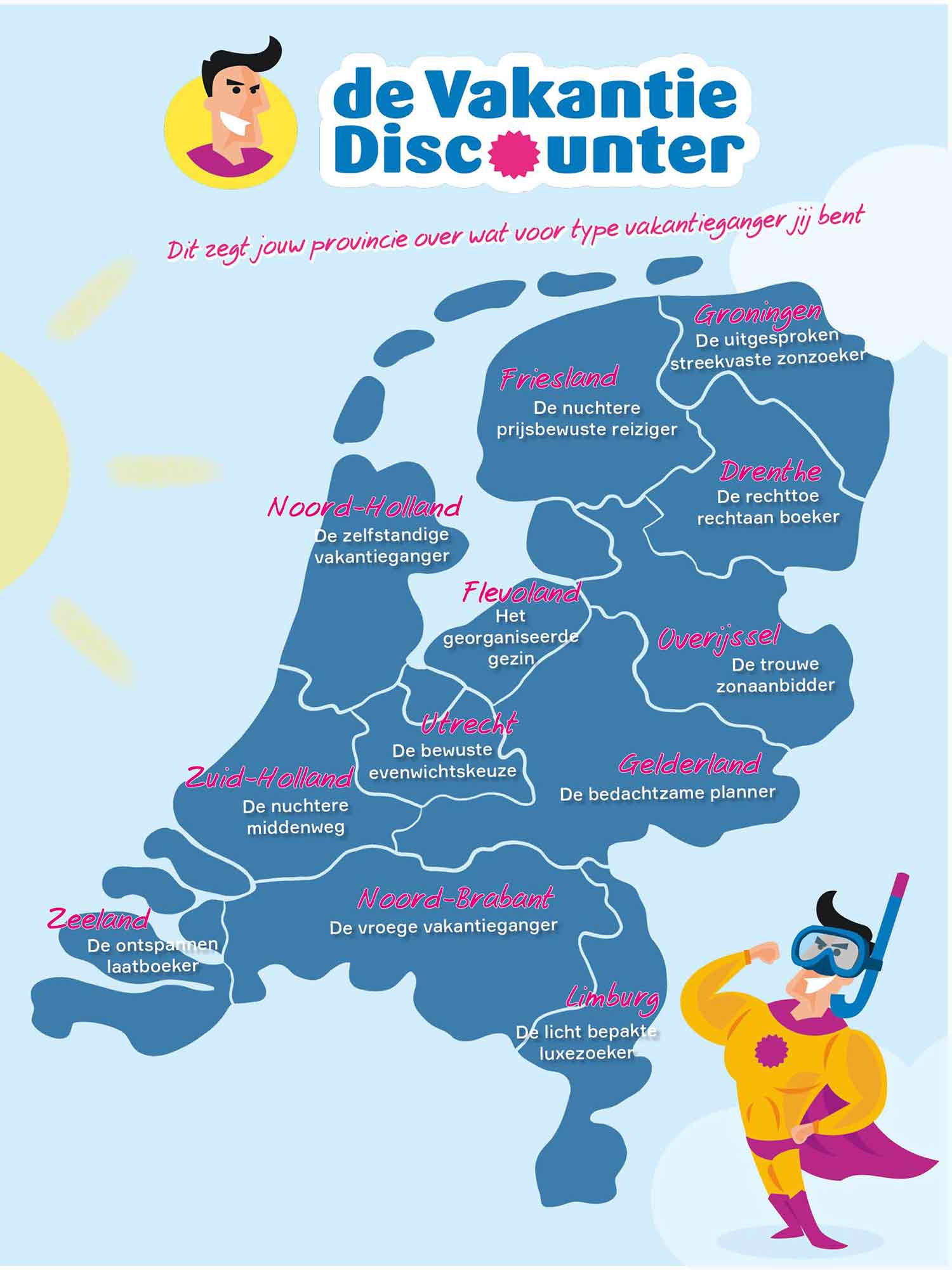 Vakantie per provincie, kaart