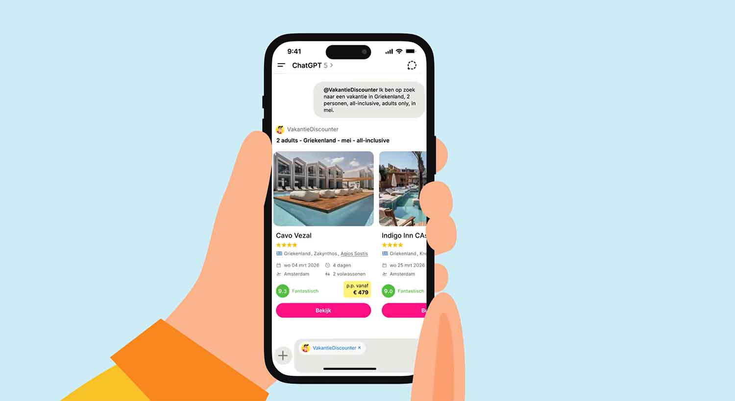 ChatGPT-app-VakantieDiscounter-hand ChatGPT-app-deVakantieDiscounter